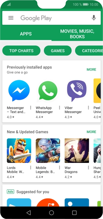Slide your finger right starting from the left side of the screen.