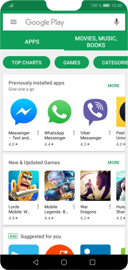 Slide your finger right starting from the left side of the screen.