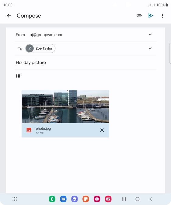 Press the send icon when you've finished your email.