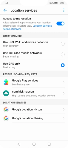 If you select Use GPS, Wi-Fi and mobile networks, your phone can find your exact position using the GPS satellites, the mobile network and nearby Wi-Fi networks. Satellite-based GPS requires a clear view of the sky.