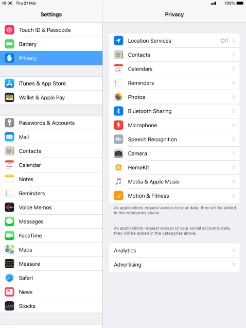 Press Location Services.
