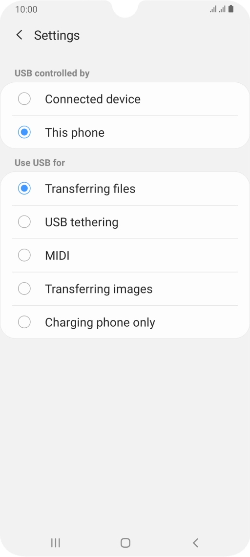 Press Transferring files to turn on the function.