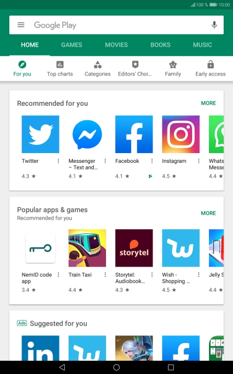 Slide your finger right starting from the left side of the screen.