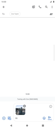 Press the send icon when you've finished your MMS.