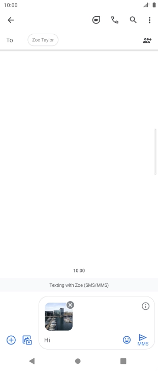 Press the send icon when you've finished your MMS.