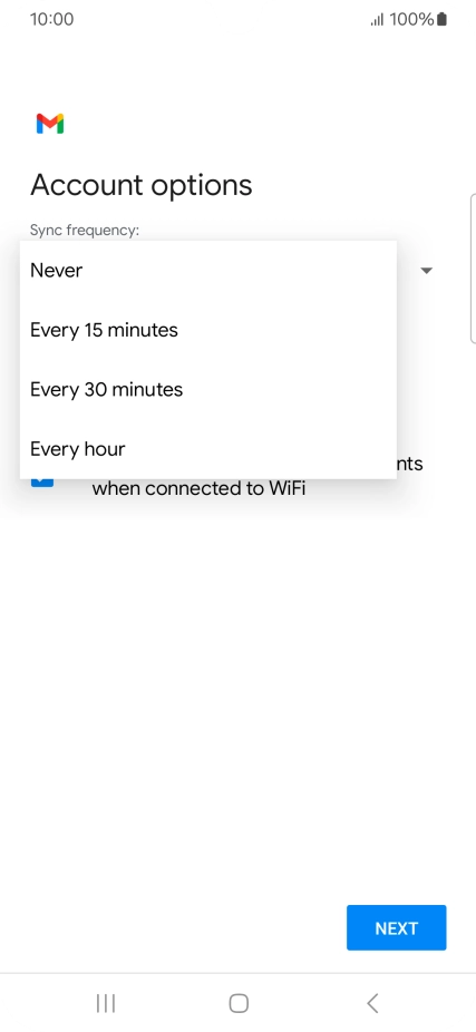 Press the required setting.