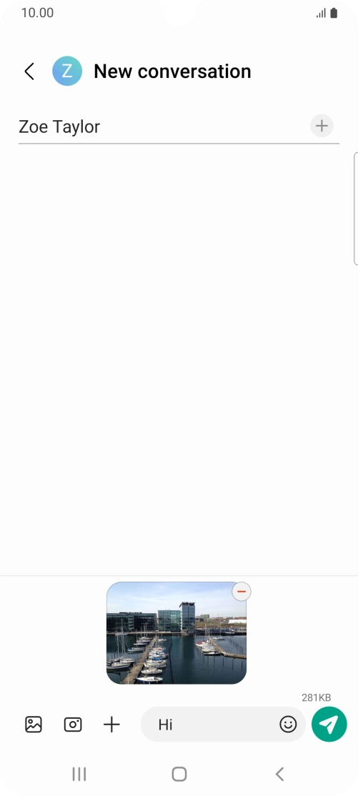 Press the send icon when you've finished your MMS.