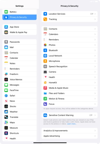 Press Location Services.