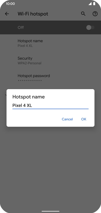 Key in the required Wi-Fi hotspot name and press OK.