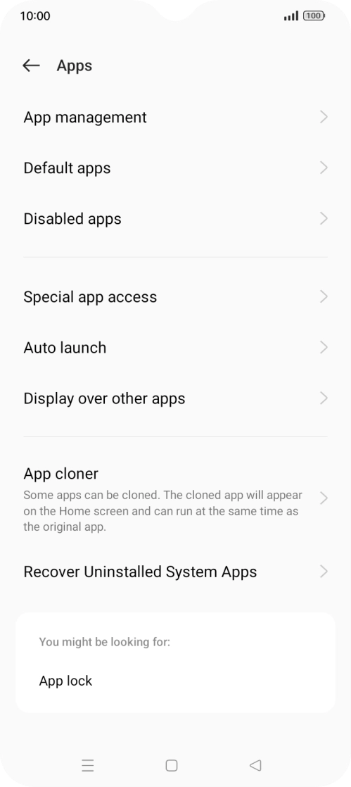 Press App management.