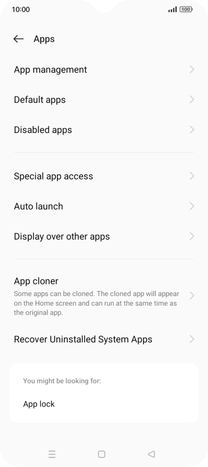 Press App management.