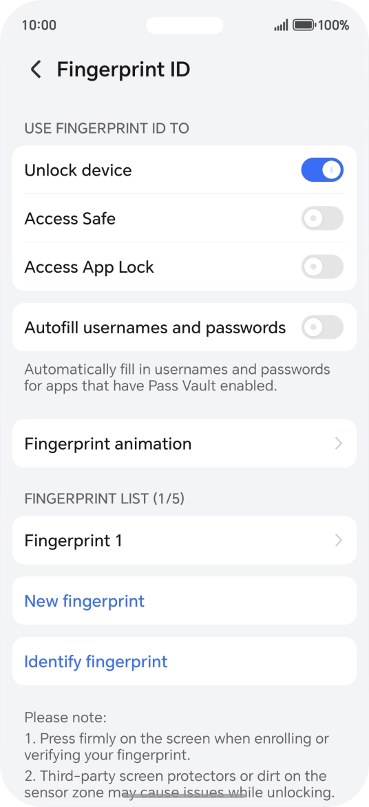 Press the required settings.