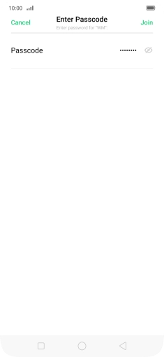 Key in the password for the Wi-Fi network and press Join.