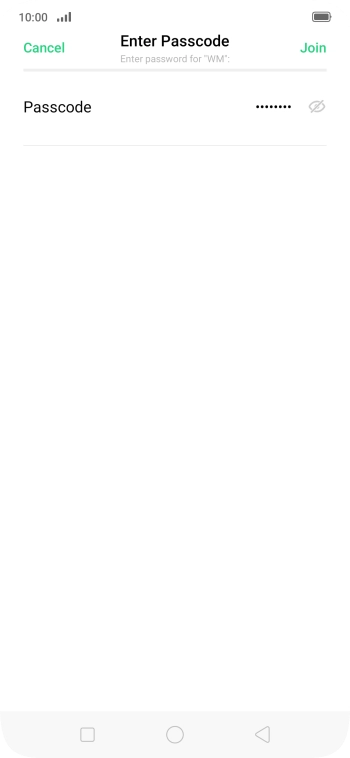 Key in the password for the Wi-Fi network and press Join.