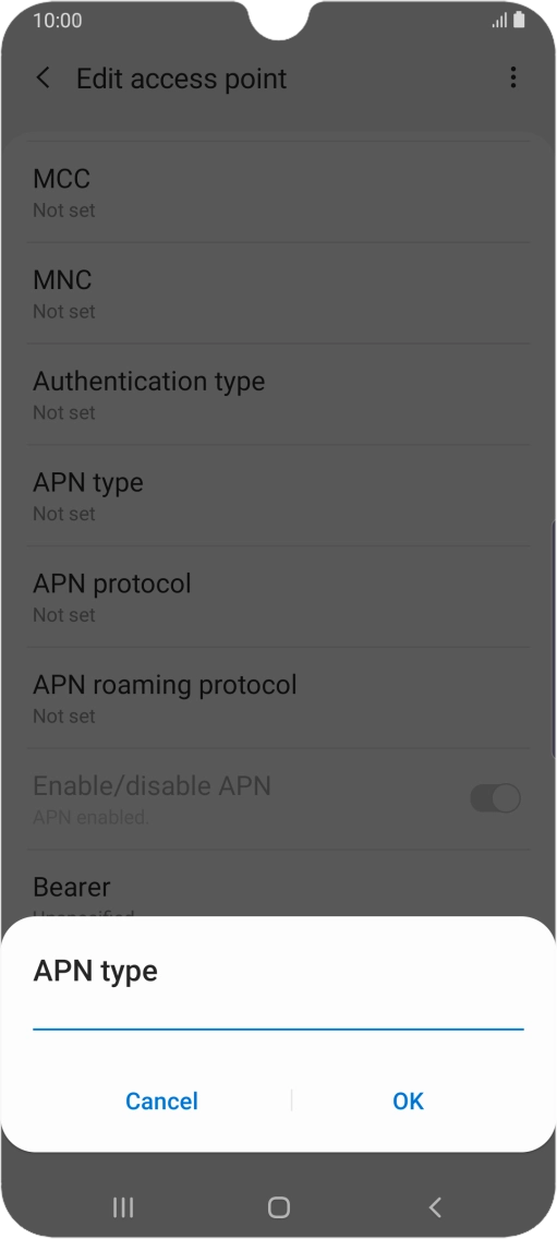 Key in default and press OK.