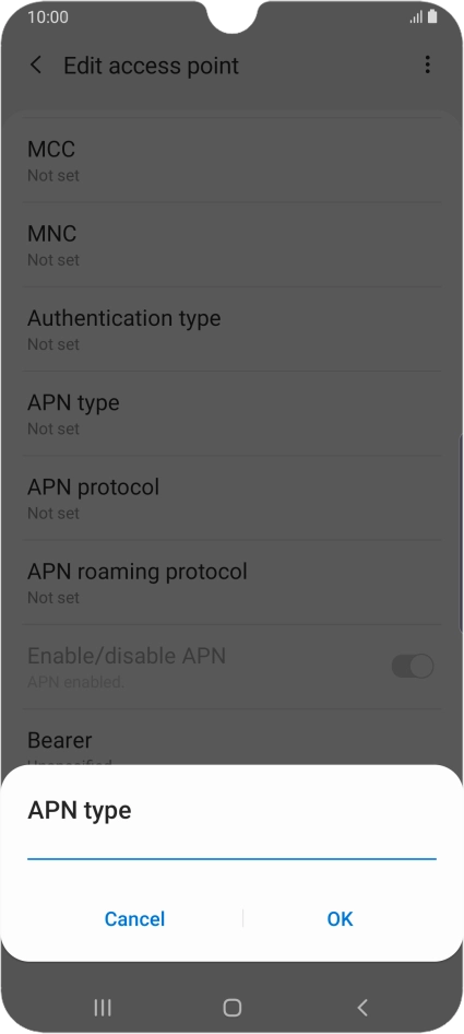 Key in default and press OK.
