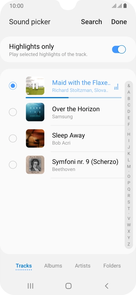 Once you've found a ring tone you like, press Done.