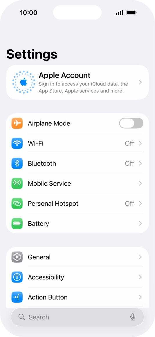 Press Apple Account.