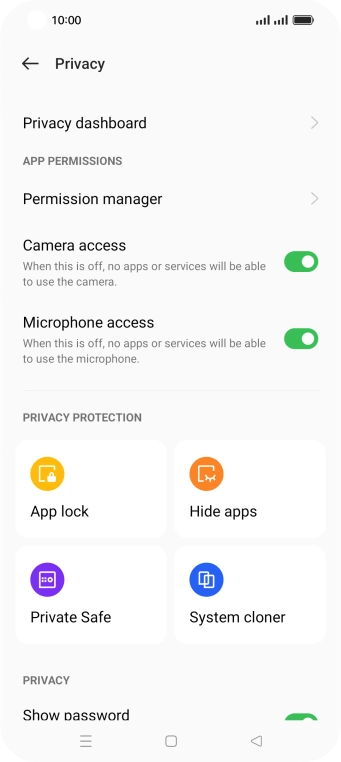 Press Permission manager.