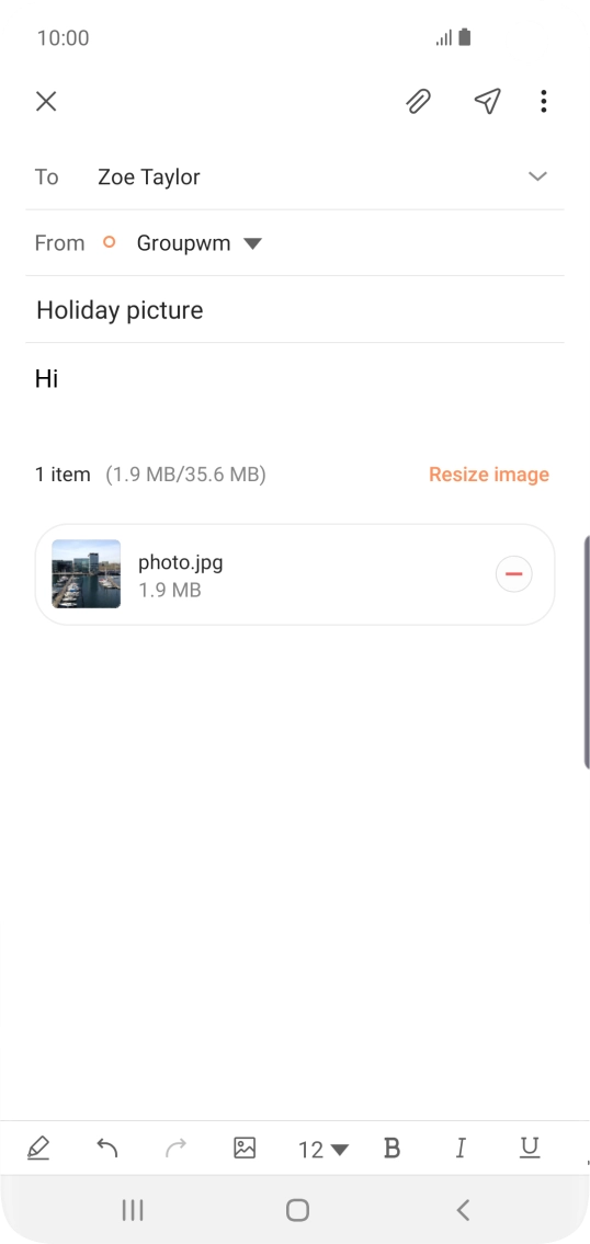 Press the send icon when you've finished your email.