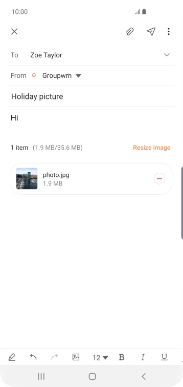 Press the send icon when you've finished your email.