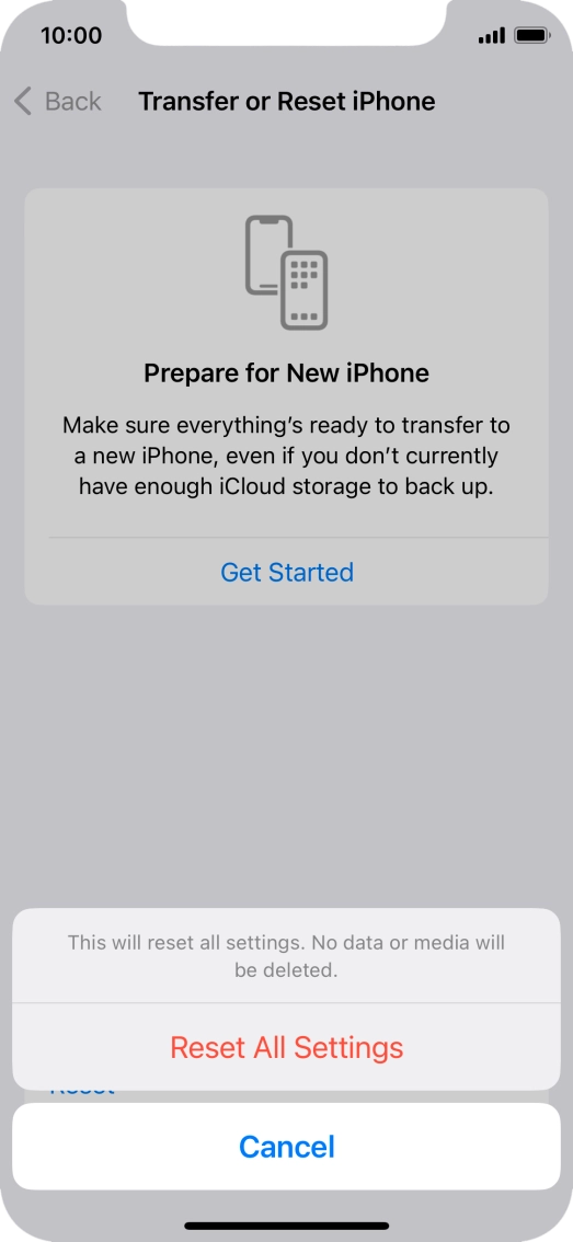 Press Reset All Settings.