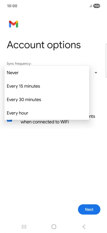 Press the required setting.