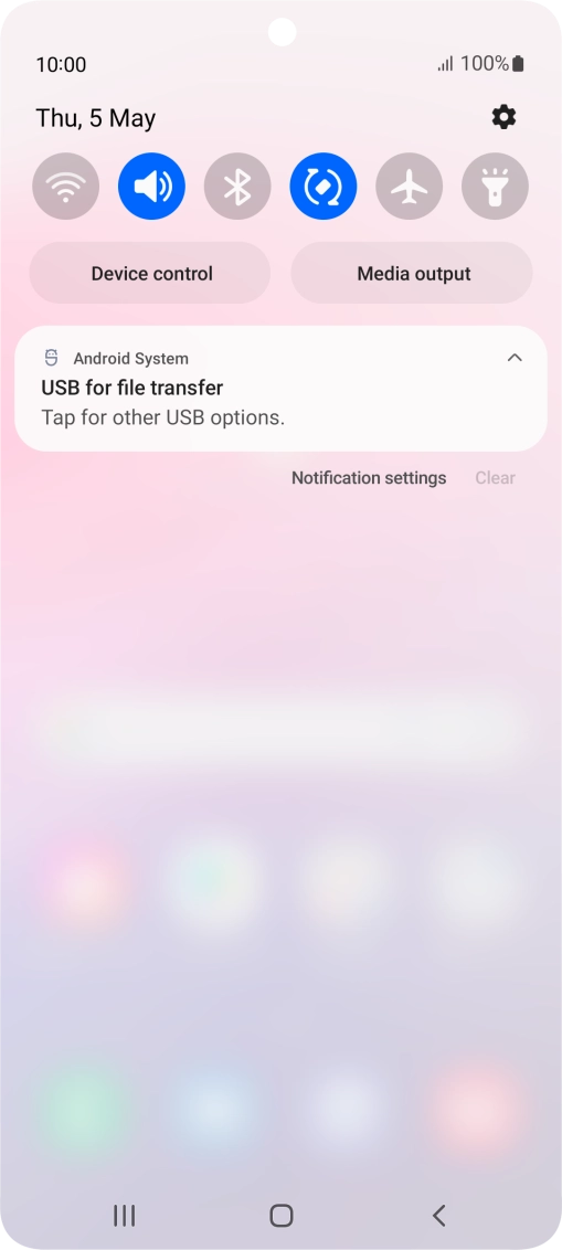 Press Tap for other USB options..