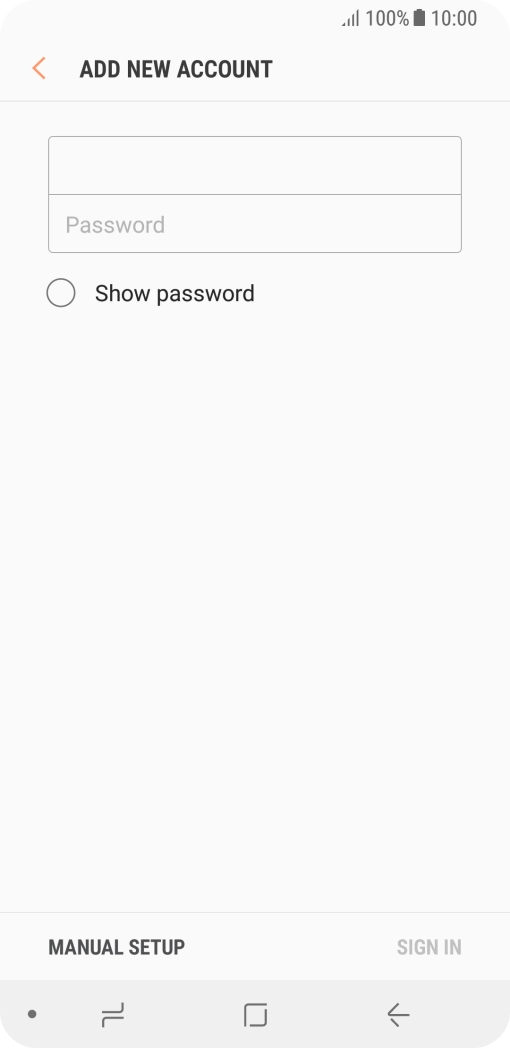 Press Password and key in the password for your email account.