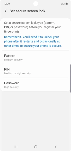 Press the required phone lock code and follow the instructions on the screen to create an additional phone lock code.