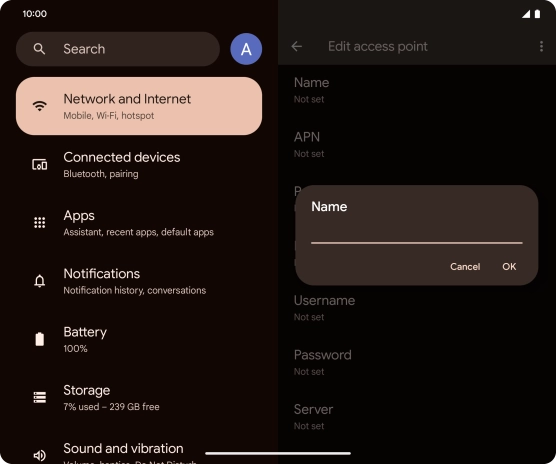 Key in EE Internet and press OK.