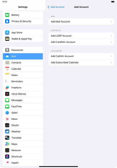 Press Add Mail Account.