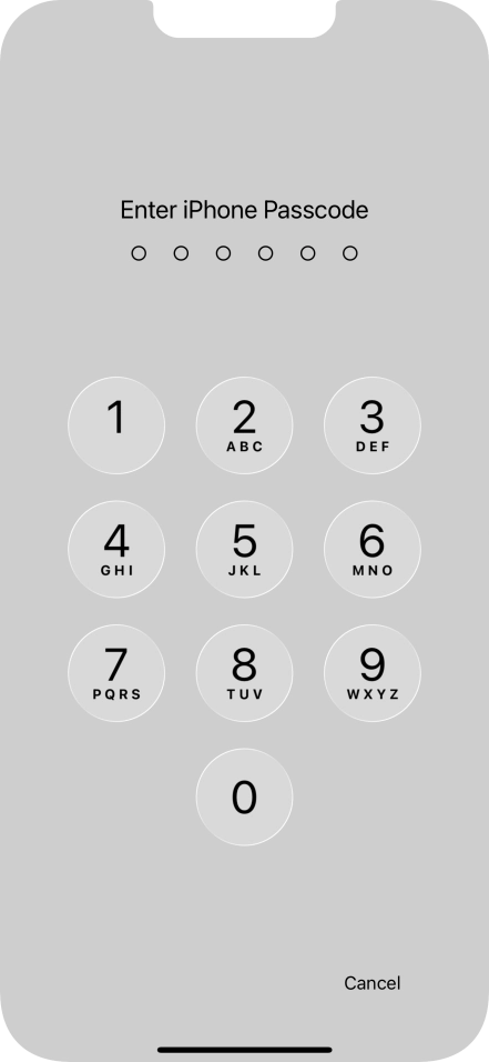Use the phone lock code you created.