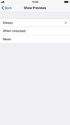 To select notification preview on the lock screen, press Always.