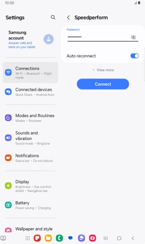 Key in the password for the Wi-Fi network and press Connect.