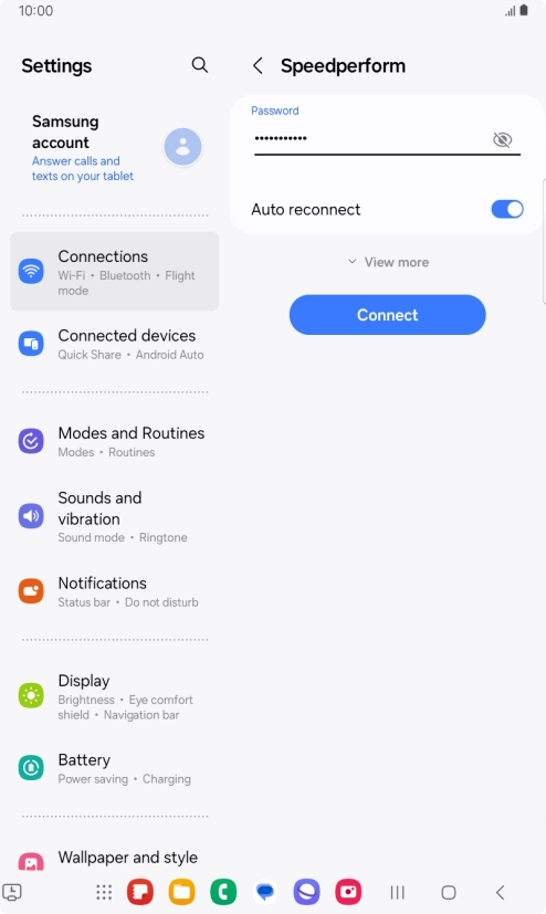 Key in the password for the Wi-Fi network and press Connect.