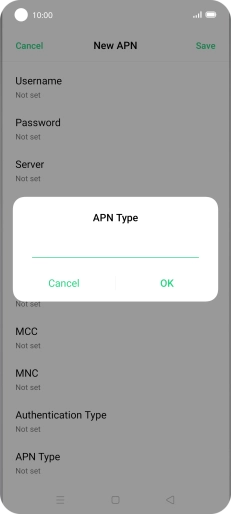 Key in default and press OK.