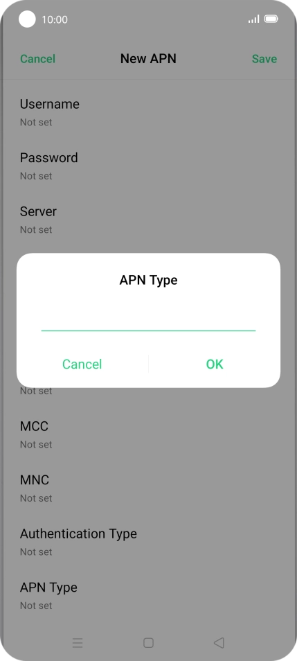 Key in default and press OK.