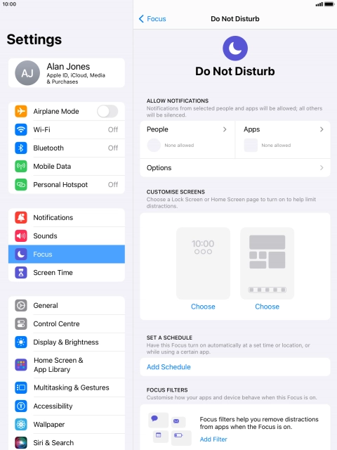 Press People and follow the instructions on the screen to select which contacts you would like to receive calls and notifications from when Do Not Disturb is turned on.