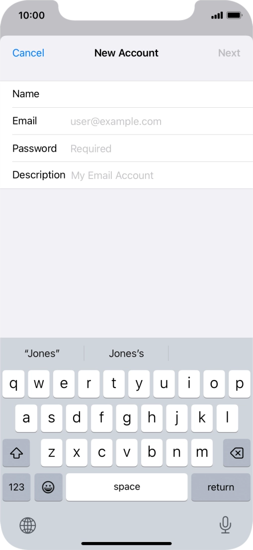 Press Email and key in your email address.