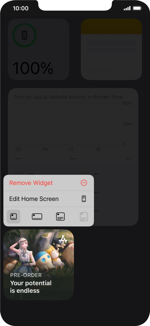 Press Remove Widget.
