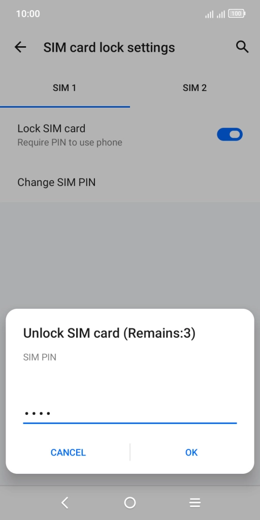 Key in your PIN and press OK. The default PIN is 1111.