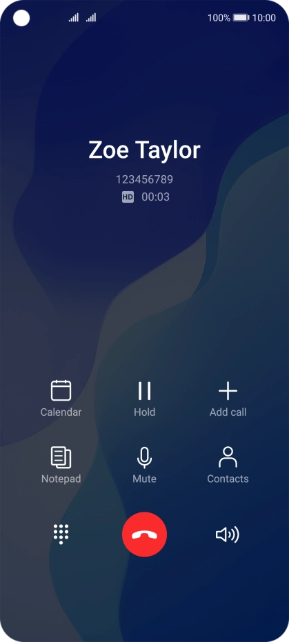 Press the end call icon.