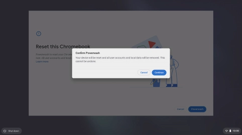 Click Continue. Wait a moment while the factory default settings are restored. Follow the instructions on the screen to set up your laptop and prepare it for use.