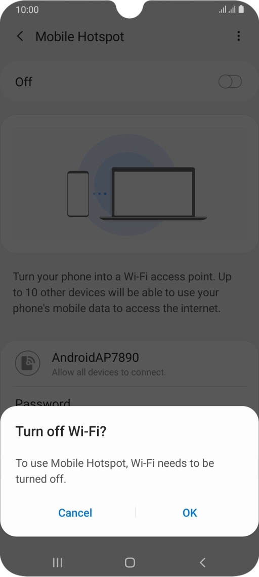 If Wi-Fi is turned on, press OK.