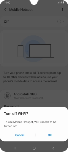 If Wi-Fi is turned on, press OK.