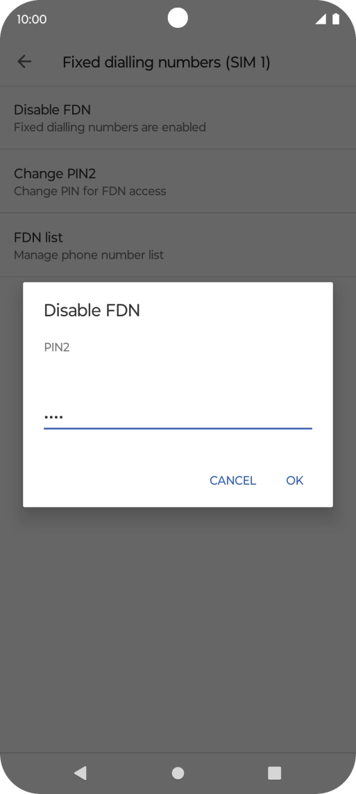 Key in your PIN2 and press OK. The default PIN2 is 0000.