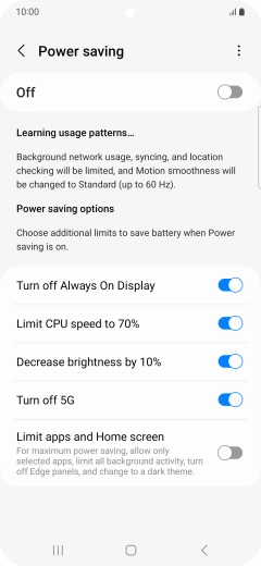 Press the indicators next to the required settings.