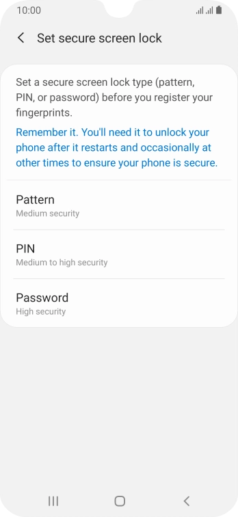 Press the required phone lock code and follow the instructions on the screen to create an additional phone lock code.
