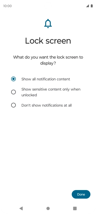 Press the required setting.